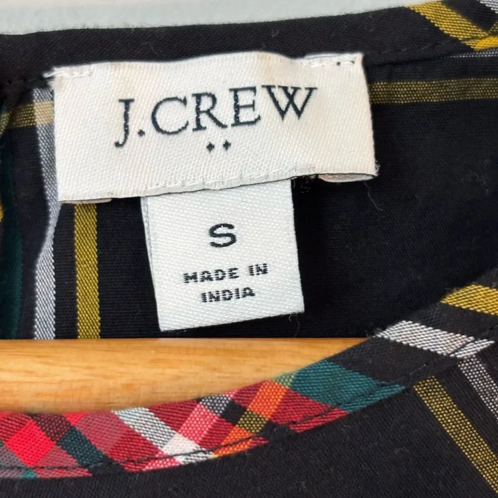 J. CREW Women's Tartan plaid puff-sleeve top Small Career Holiday Preppy